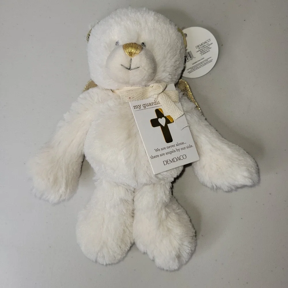 DEMDACO My Guardian Angel Teddy Bear White Gold Plush Stuffed Animal‎